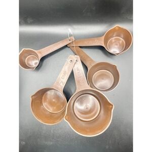 Lustro ware Brown Plastic Measuring Cups Set Coffee Scoop Kitchen Baking Retro